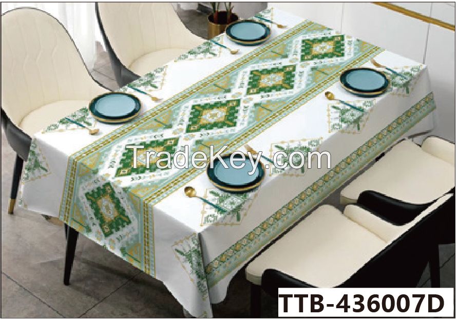  factory directly sell pvc table cloth , gold embossed tablecloth