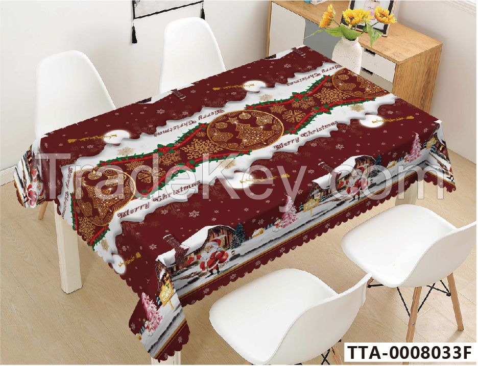 Christmas Decoration Waterproof Thick Elegant Luxury Premium Solid Damask Branch Scroll Decorative Home Kitchen Tablecloth 