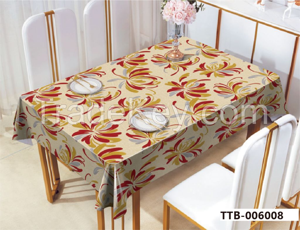  Flower Pattern Polyester Table Cloth Spill Proof Dust-Proof Wrinkle Resistant Table Cover for Kitchen Dining Tabletop Decoration (Rectangle/Oblong, 52" x 70" (4-6 Seats),RED,BLUE)