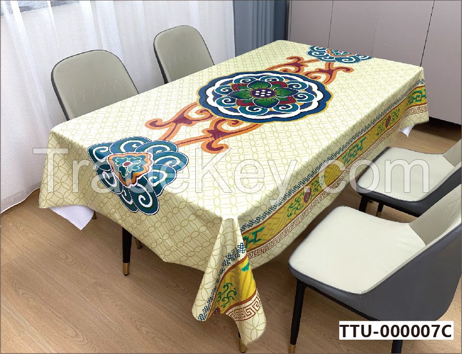 Jacquard Tablecloth Flower Pattern Polyester Table Cloth Spill Proof Dust-Proof Wrinkle Resistant Table Cover for Kitchen Dining 