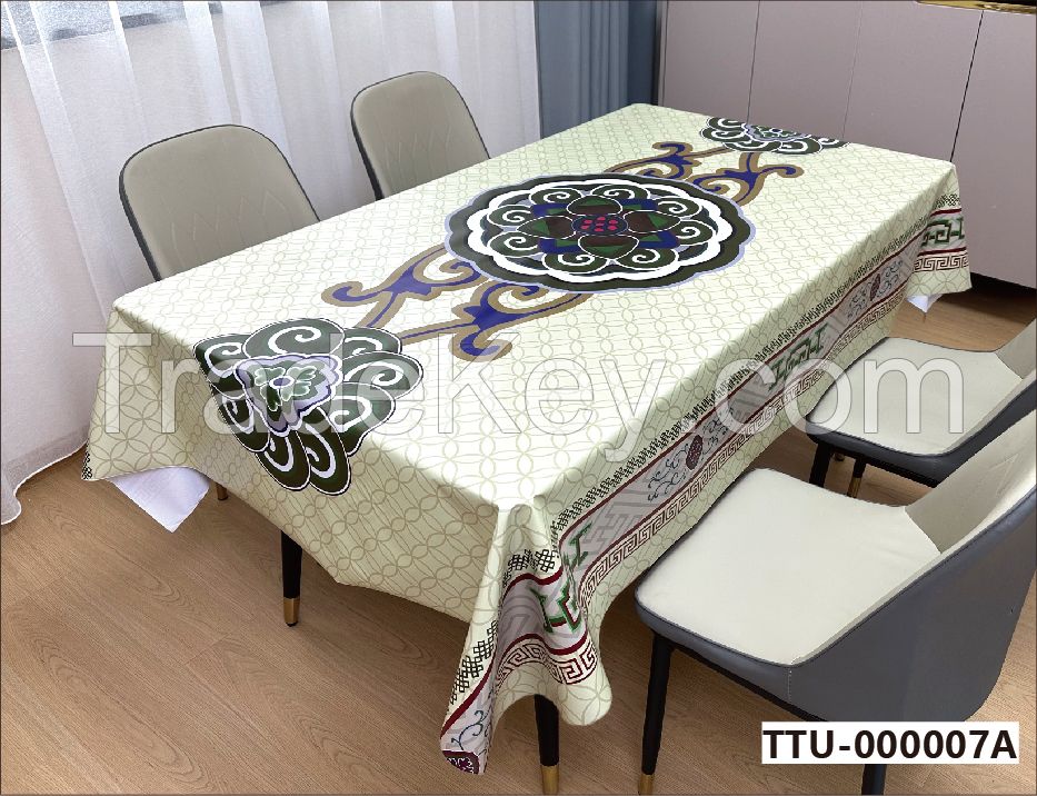 Jacquard Tablecloth Flower Pattern Polyester Table Cloth Spill Proof Dust-Proof Wrinkle Resistant Table Cover for Kitchen Dining 