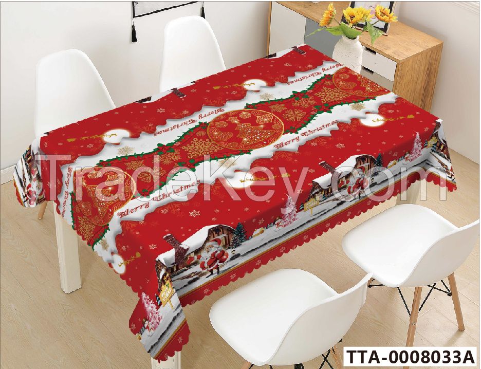 Christmas Decoration Waterproof Thick Elegant Luxury Premium Solid Damask Branch Scroll Decorative Home Kitchen Tablecloth 