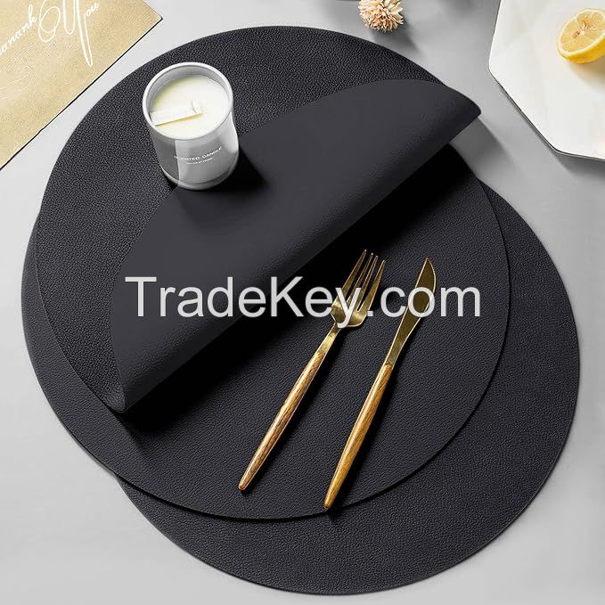 Round brown fake leather tablemat, waterproof and stain proof, very durable Cleaning : 30ÃÂ° washing machine, iron in reverse. MADE IN CHINA