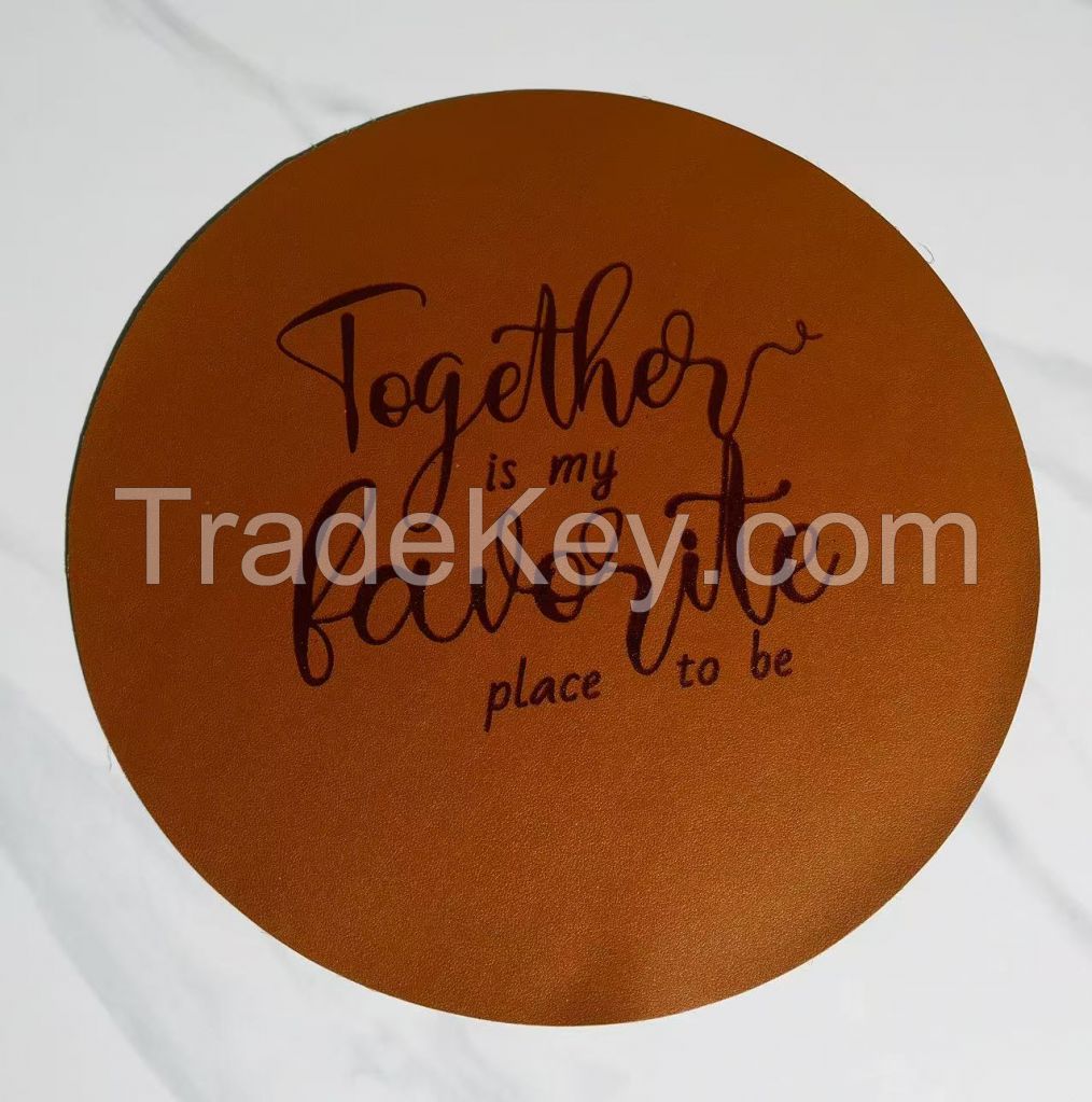 Round brown fake leather tablemat, waterproof and stain proof, very durable Cleaning : 30ÃÂ° washing machine, iron in reverse. MADE IN CHINA