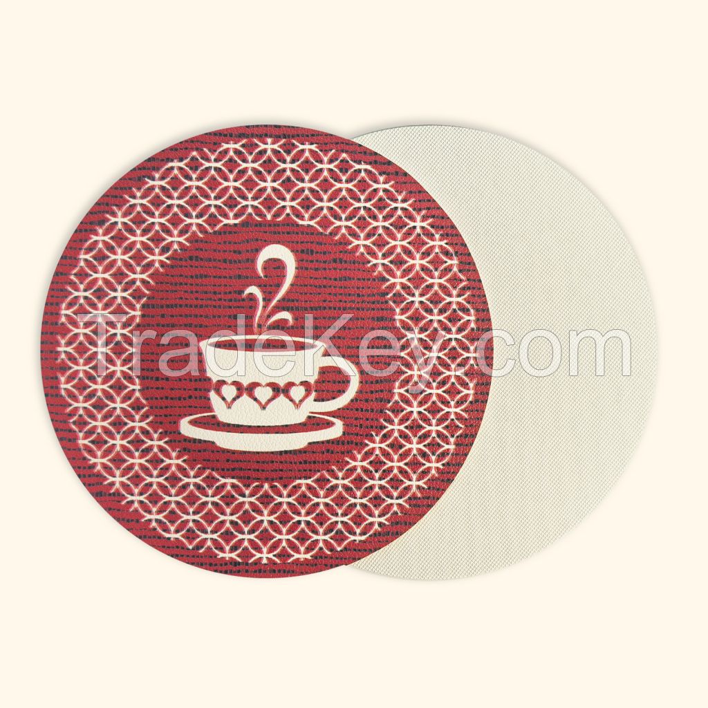 PU coaster Wipeable Easy to Clean Stain Resistant Heat Resistant Waterproof round coaster