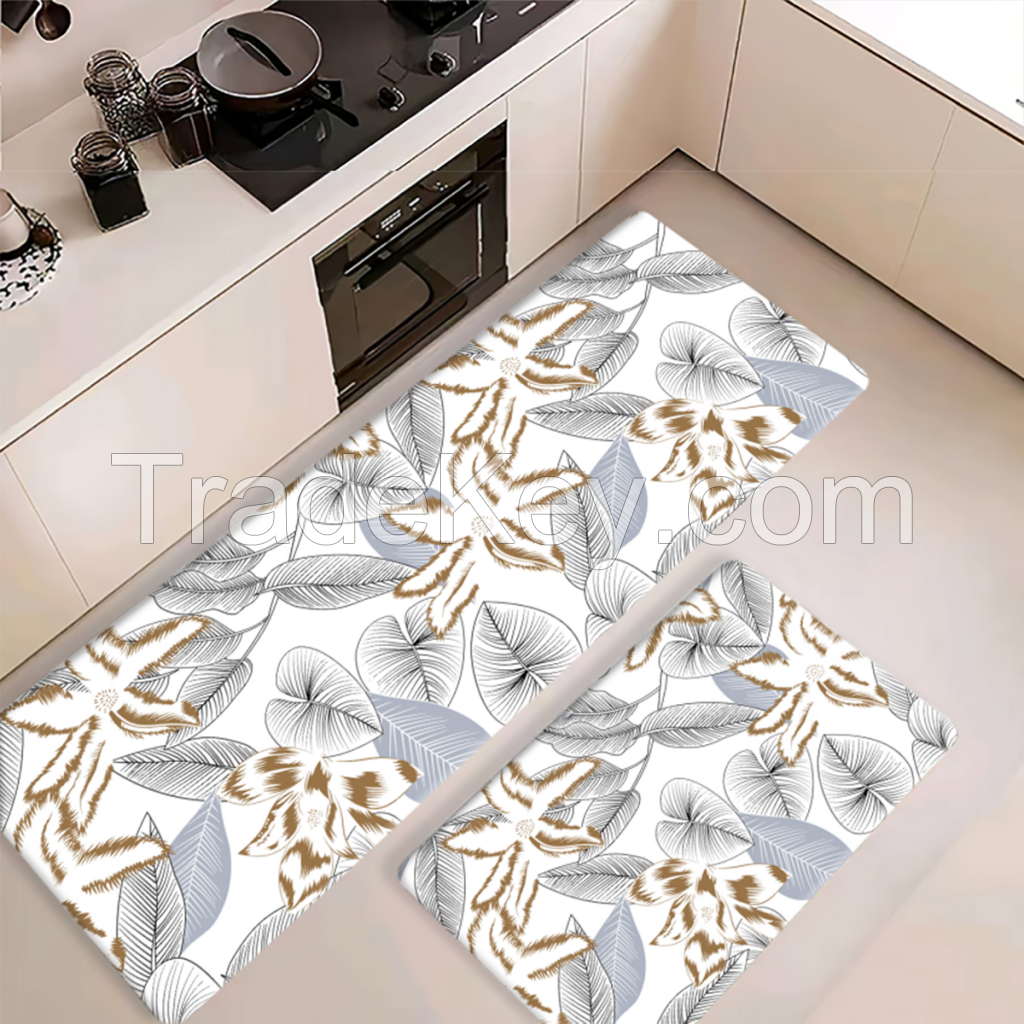 2pcs 45*75 and 45*120 Flower type of Faux pu Foam Kitchen Floor Foam Mats 