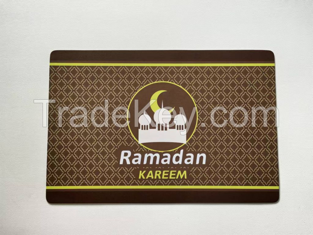 Ramadan pvc water-proof heat-resistance placemats for home hotel coffee dining use