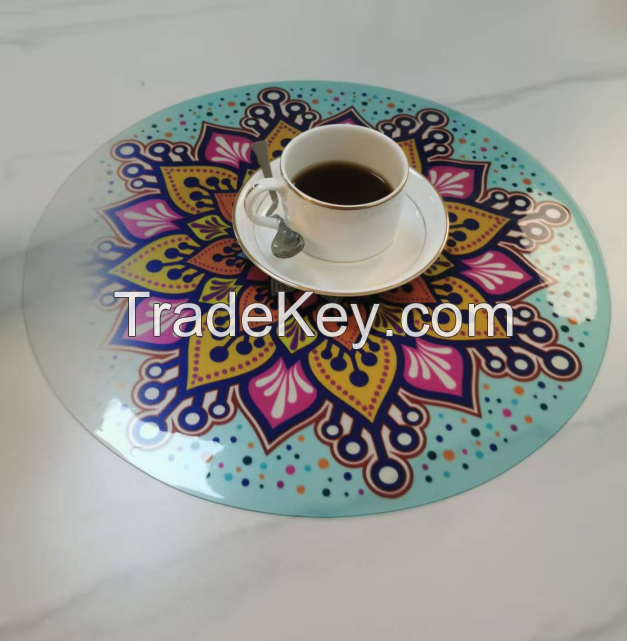 pvc flower patterns 38cm round  heat resistance placemats for hotel home dining table mat