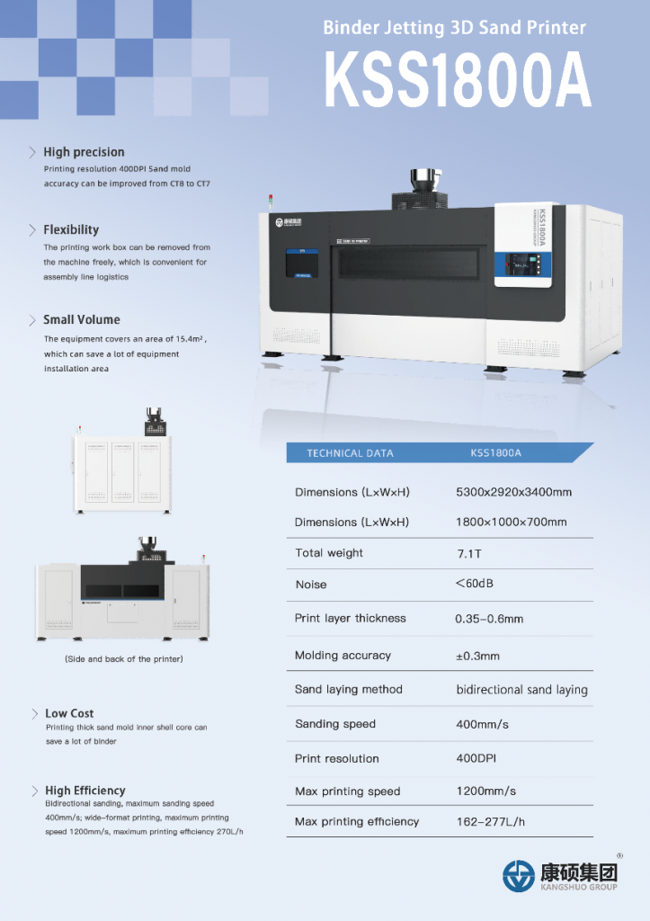 Industrial Binder Jetting 3DP printer professional manufacturer 3DP inkjet sand mold additive manufacturing 3DTEK KSS1800A