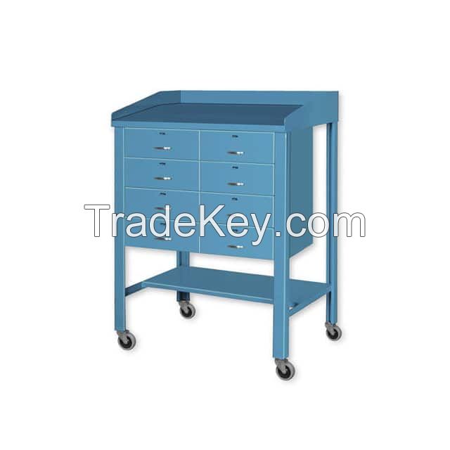 OPEN STEEL SHOP DESK W/EIGHT DRA