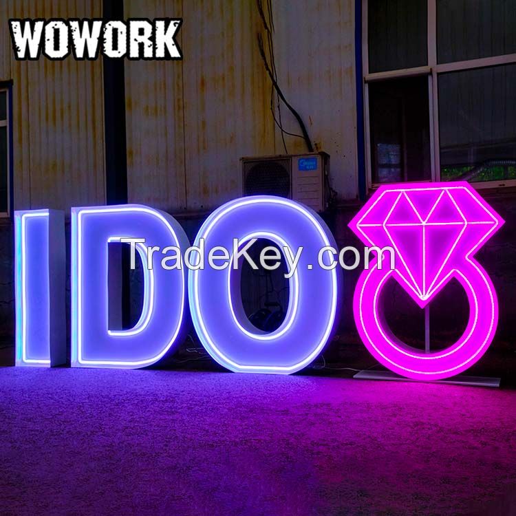 Wowork LED Electronic Big Marquee letter Light Number for Wedding Decoration Event Props