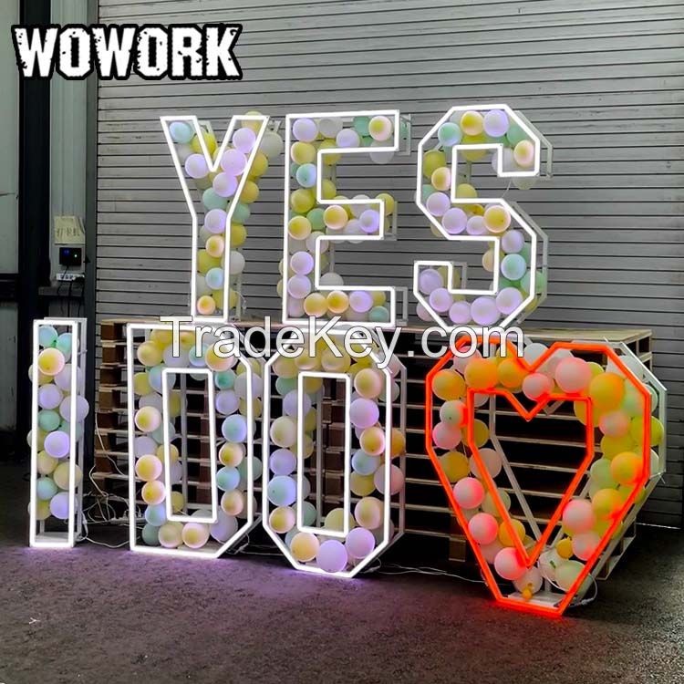 Wowork Props Event Big Giant Led 3ft 4ft 5ft Metal Marquee Letters Light For Wedding Party Event Decoration