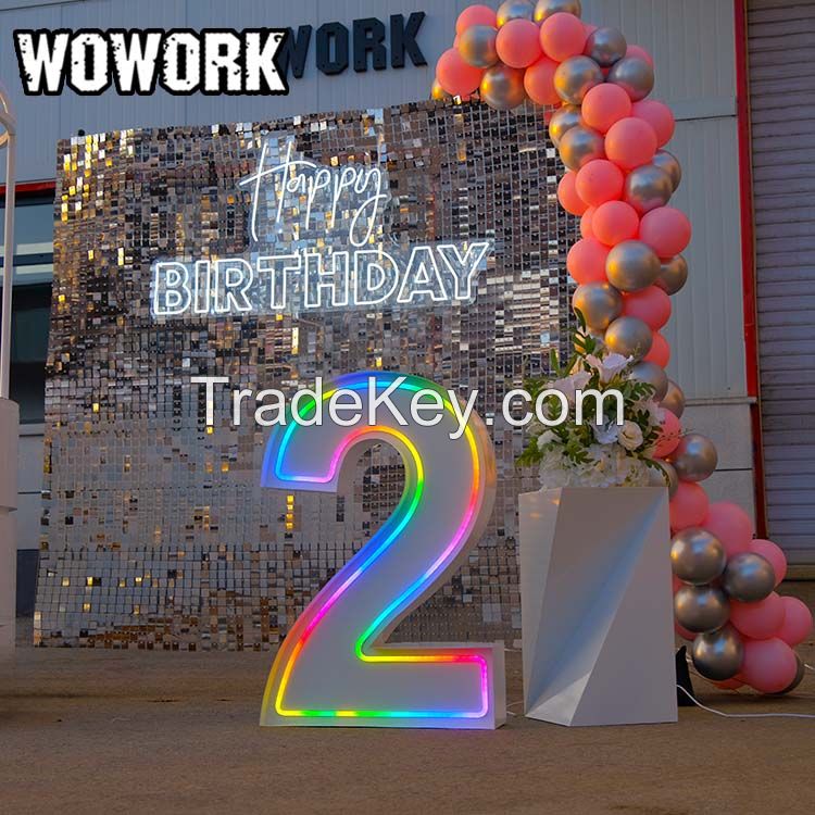 Wowork Props Event Big Giant Led 3ft 4ft 5ft Metal Marquee Letters Light For Wedding Party Event Decoration