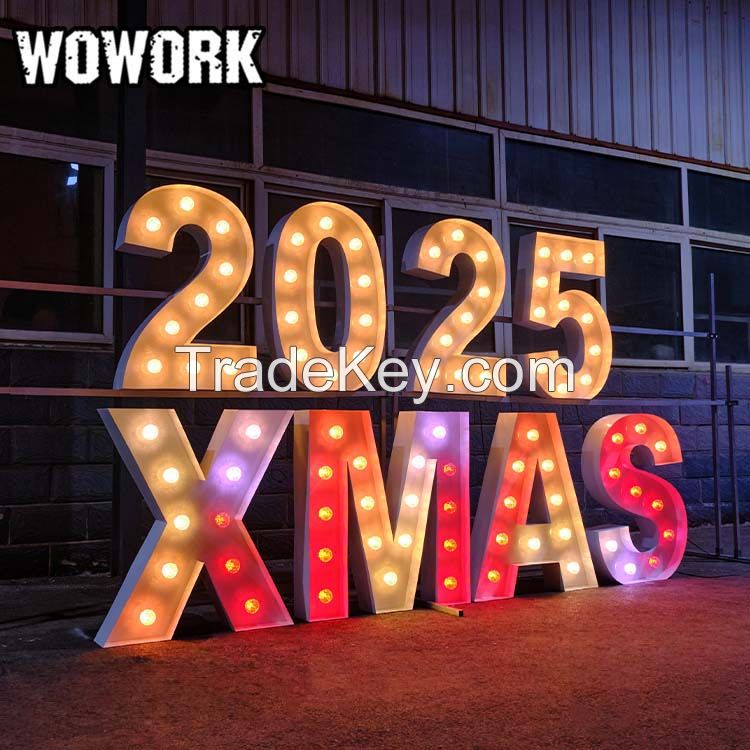 WOWORK Props Event Big Giant LED 3FT 4FT 5FT Metal Marquee Letters Light for wedding party event decoration