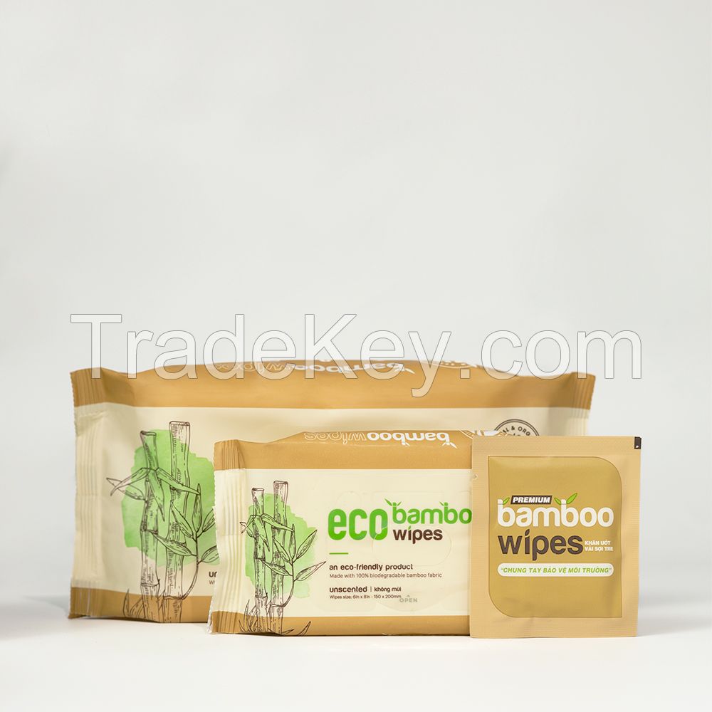 Organic Biodegradable Bamboo Wipes, Unscented, Soft and Gentle, Perfect for Gently Cleansing Delicate Skin.