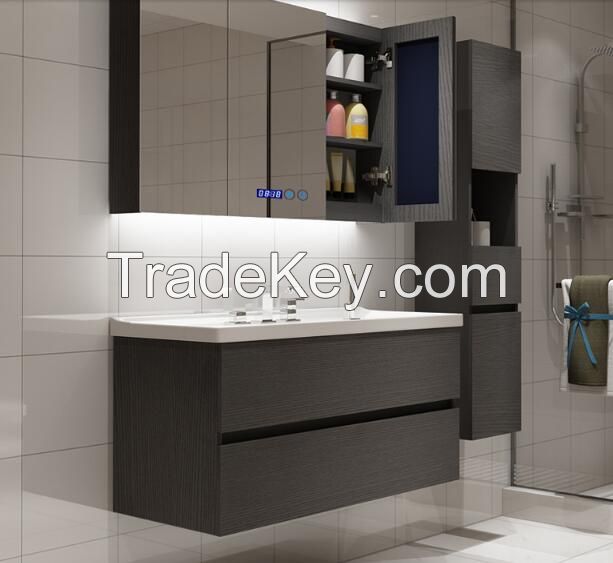 Modern Single Floor Bathroom Vanity Cabinet and Sink Combo White Rectangle