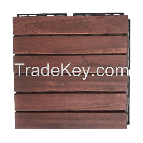 KANHOME Hot Item T6A1 High Quality Modern Outdoor Flooring Wooden Deck Tiles Durable and Weatherproof 4 Slats Decking Solid Texture