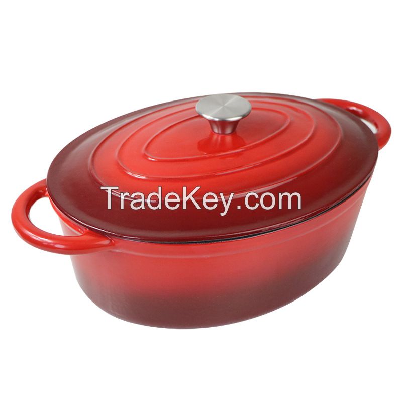 Oval shape induction casserole soup pot cast iron enamel cooking pot cast iron enameled casserole oval iron dutch oven