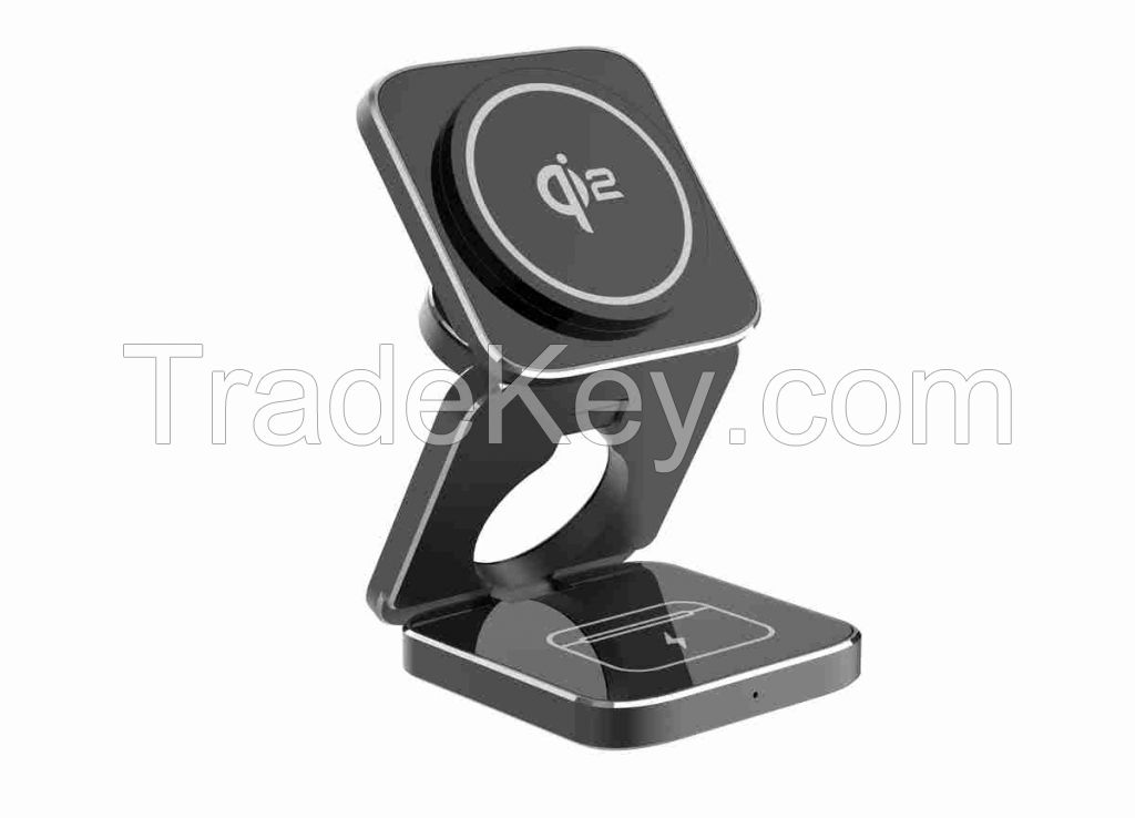 Metal 3 in 1 foldable magnetic wireless charger PB13