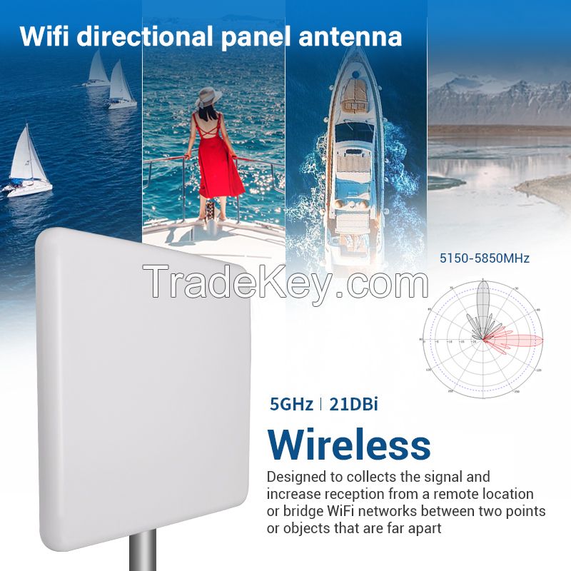 Waterproof High Gain 21dBi 5150-5850mhz Dual-polarization Outdoor Wifi directional Panel Antenna