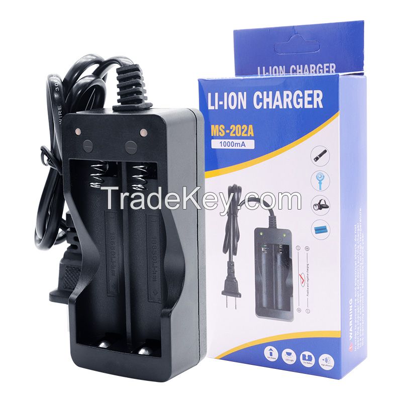 EU US Plug 2 Slots 18650 Battery Charger For 3.7V 18650 Rechargeable Li-ion Batteries