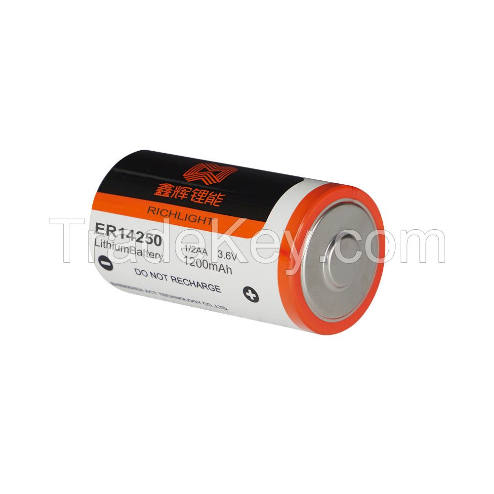 Low-cost battery ER14250 Lithium Battery China Suppliers 1200mAh Li/SOCl2 battery for electronic patrolling rod