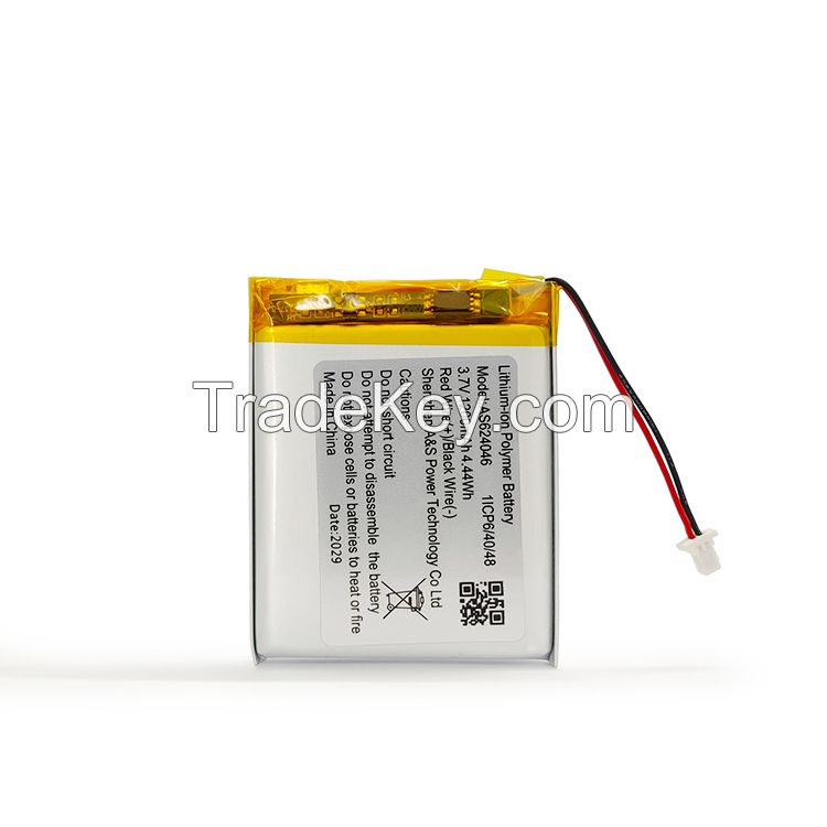 UL/CB/CE/UN38.3 Certified Rechargeable Lipo batteries 3.7V 1200mAh AS624046 Lithium Polymer battery