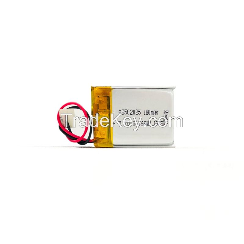 OEM Manufacturer 3.7v 180mAh Lithium polymer batteries AS502025 Rechargeable Li Polymer battery