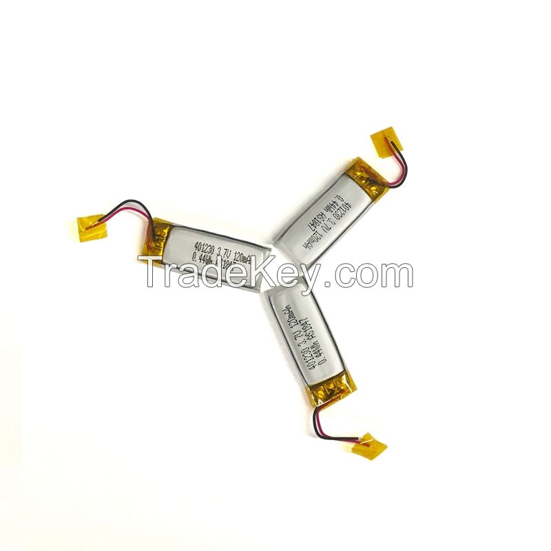 Good Performance UL/CB/CE/KC/UN38.3 Certified 401230 3.7v 120mAh Lipo batteries Rechargeable Lithium polymer battery