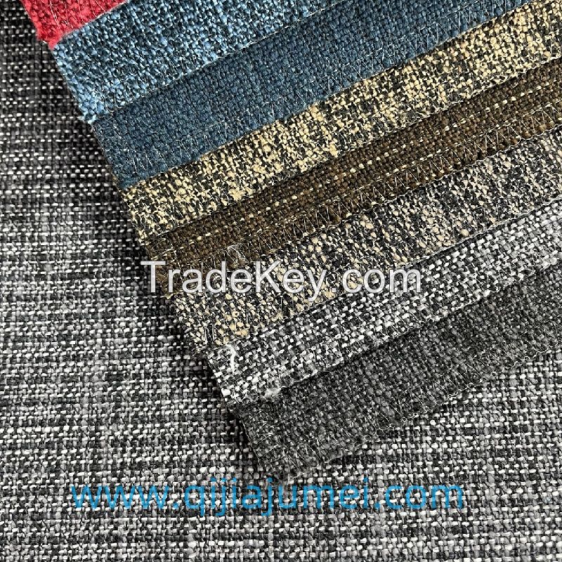 430GSM Polyester linen like plain yarn dyed sofa fabric