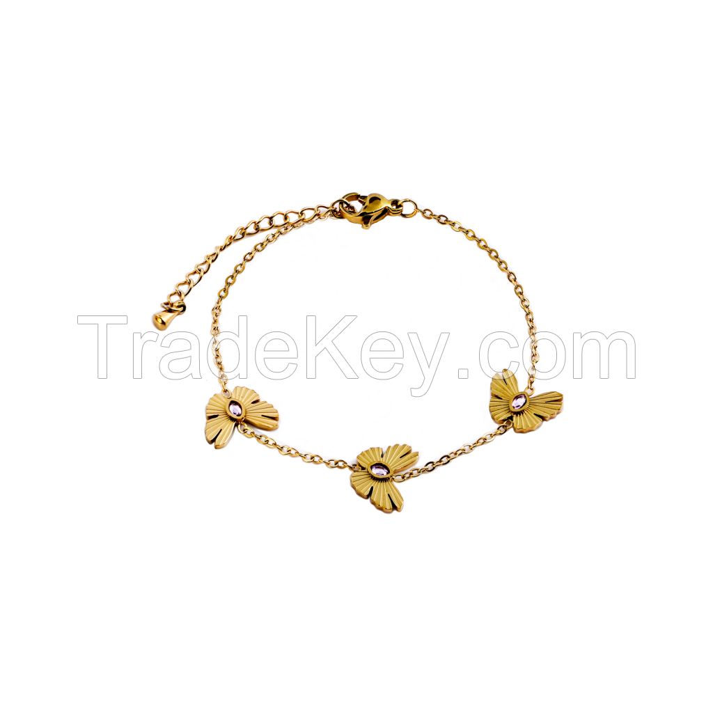 18K Gold Stainless Steel Bracelets Fashion Waterproof Jewelry For Women Wholesale