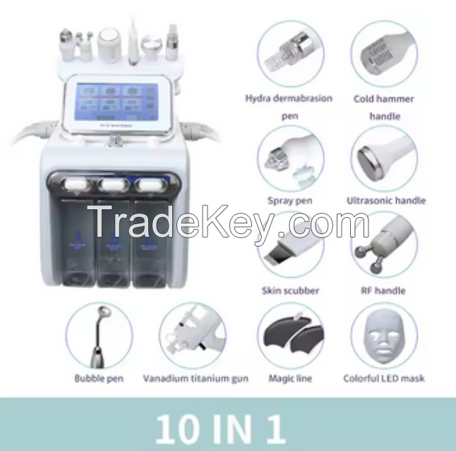 10 in 1 Aqua Hydra Peeling Dermabrasion H2o2 Small Bubble Facial Care Hydro Facial Cleaning Machine