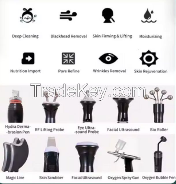 Super Bubble 10 in 1 Skin Management Instrument Hydro Dermabrasion Oxygen Facial Cleaning Skin Care Machine for SPA and Bea