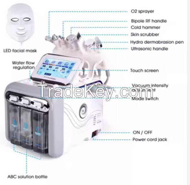 10 in 1 Aqua Hydra Peeling Dermabrasion H2o2 Small Bubble Facial Care Hydro Facial Cleaning Machine