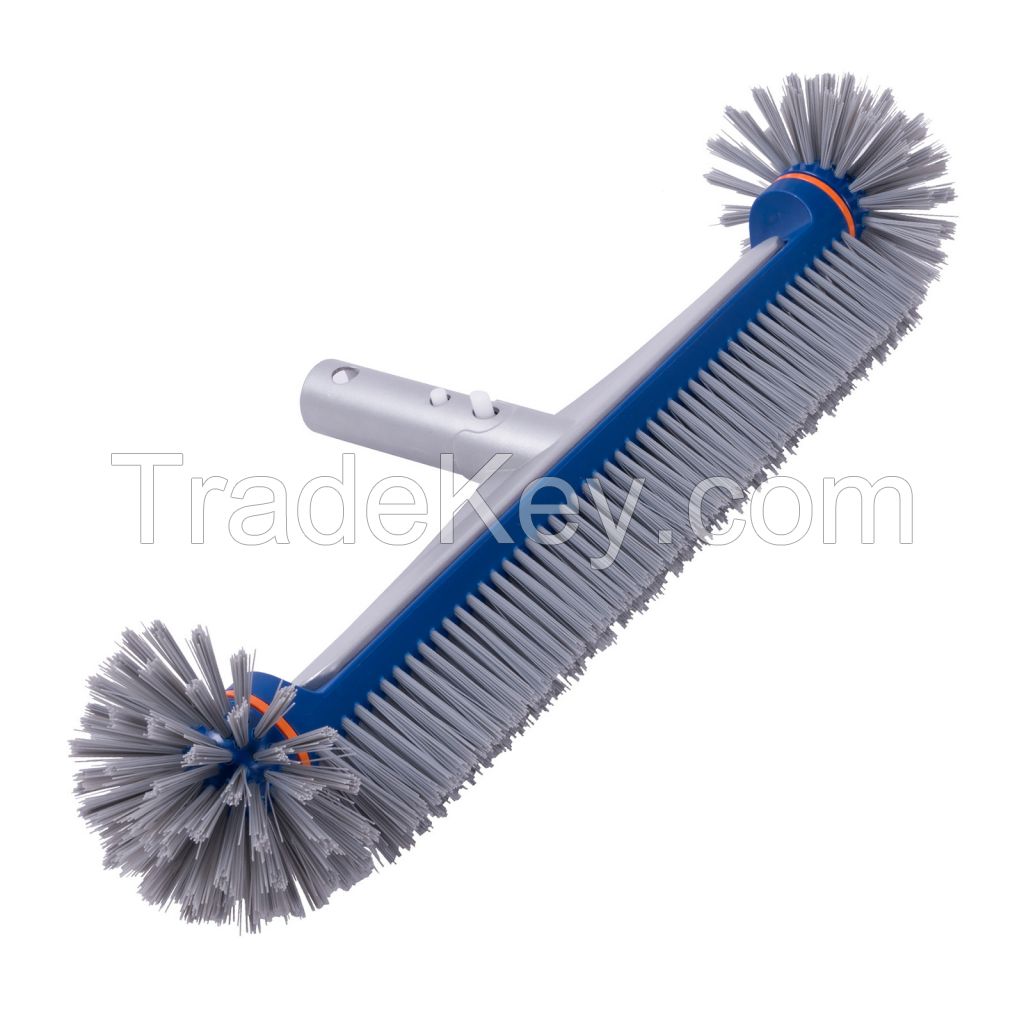 Pool Brush with Aluminum Handle &amp;amp; Back SPA Brush Hot Tub Brush Wall Brush Pool Wall Brush Pool Brush Head with Round Ends, Heavy Duty Pool Brushes for Cleaning