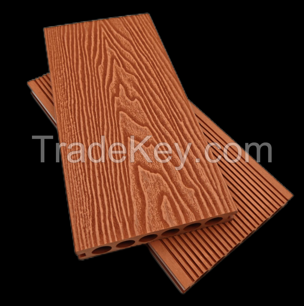 Easy-Install WPC Decking Anti-UV 3D-Embossed Wood Grain WPC Floor