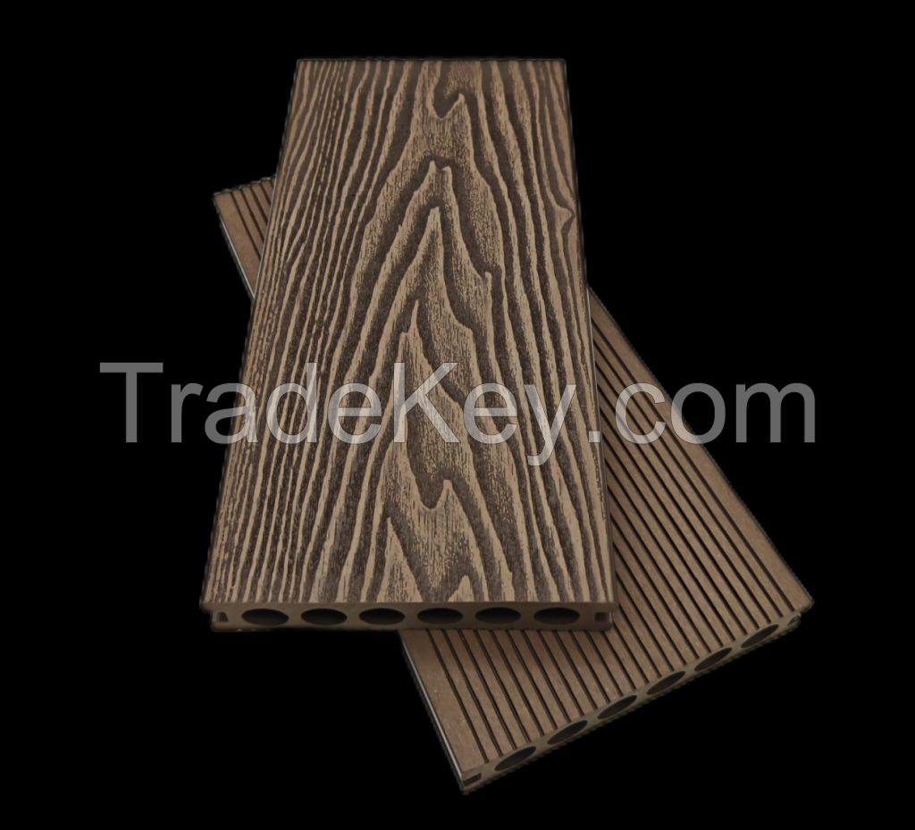 Easy-Install WPC Decking Anti-UV 3D-Embossed Wood Grain WPC Floor