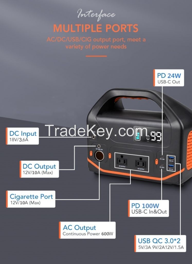 Manufacturer Direct Real Capacity 555Wh Portable Solar Power Station 500W 600W