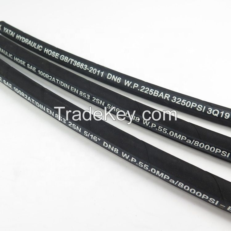 Renovl Rubber Hose High-Quality SAE100 R2/En 853 2sn Wire Braided Hydraulic Hose