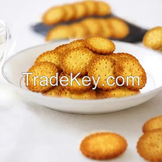 Wholesale Small Round Biscuits Healthy Salted Egg Yolk Bicuit Sea Salt Vegetable Flavor Biscuit Snacks