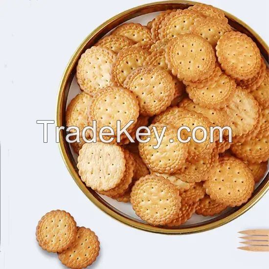 Wholesale Small Round Biscuits Healthy Salted Egg Yolk Bicuit Sea Salt Vegetable Flavor Biscuit Snacks