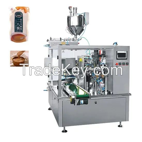 Premade Pouch High Speed Automatic Peanut Butter Packing Machine Rotary Doypack Filling