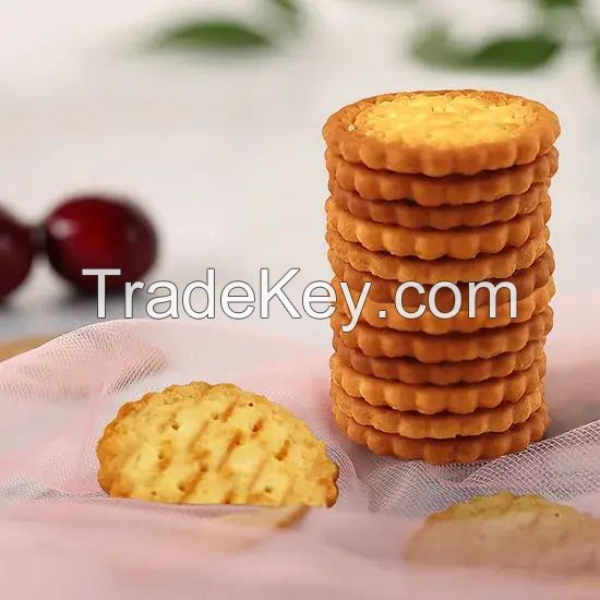 Wholesale Small Round Biscuits Healthy Salted Egg Yolk Bicuit Sea Salt Vegetable Flavor Biscuit Snacks