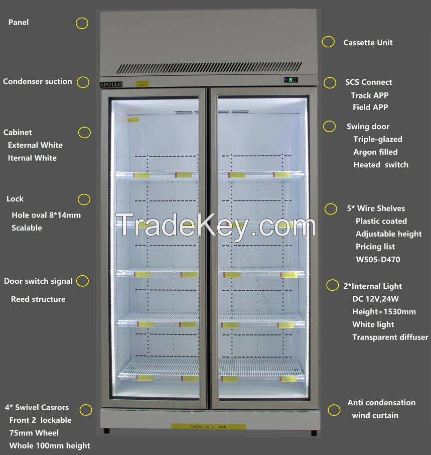 34 cubic feet display industrial freezer with panel