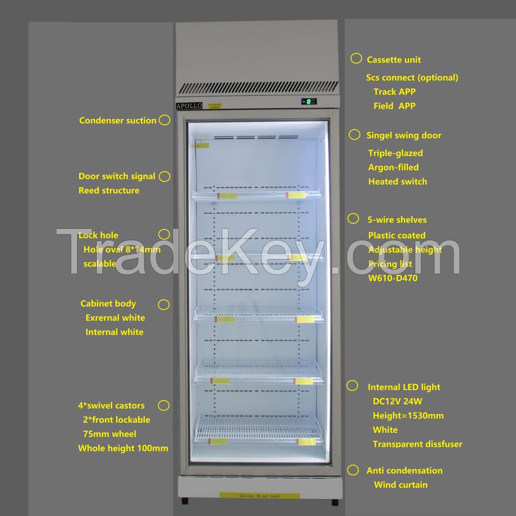 22 cubic feet display industrial freezer with panel