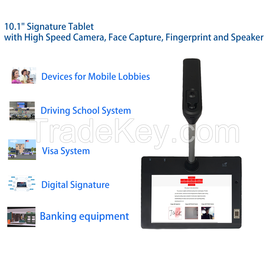 High-speed camera electronic signature tablets smart paperless office efficient electronic signature device 10.1 inch OEM signature pad with camera fingerprint