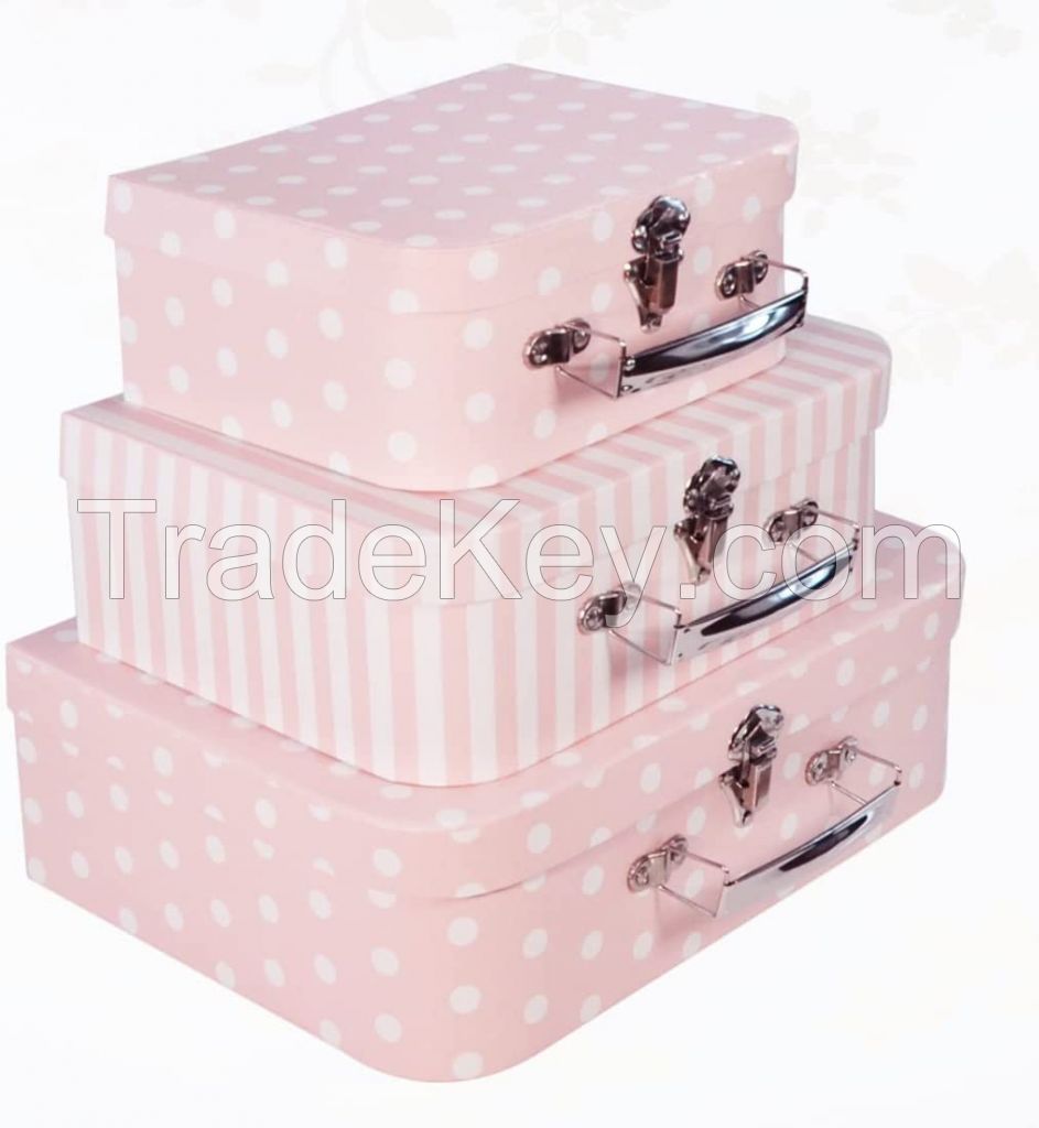Paperboard Suitcases Storage Box Storage for Photo Storage Home Decoration, Wedding, Birthday, Anniversary and New Year Gift Decoration