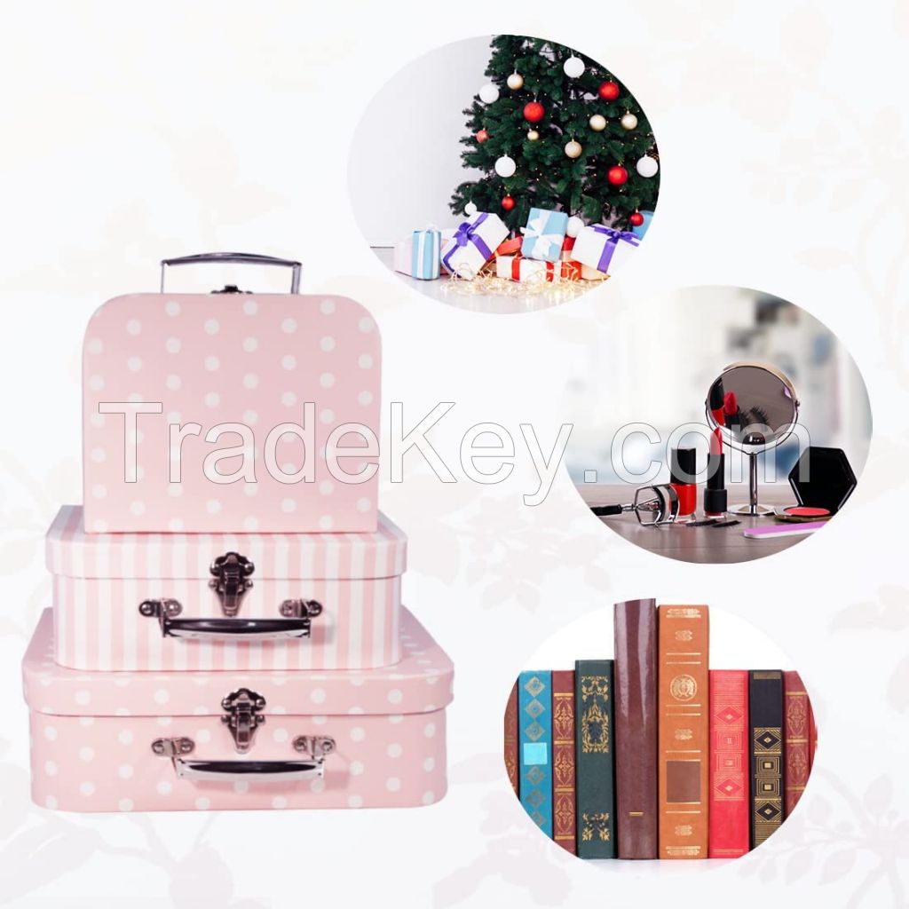 Paperboard Suitcases Storage Box Storage for Photo Storage Home Decoration, Wedding, Birthday, Anniversary and New Year Gift Decoration