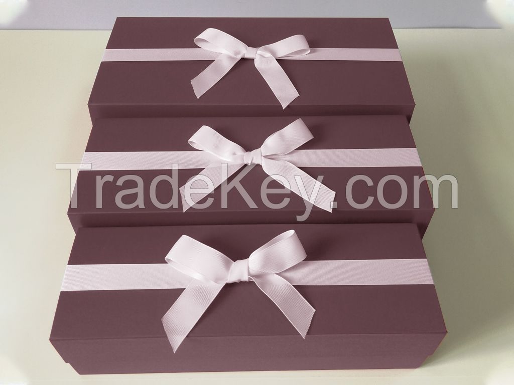 gift paper flower foldable box with ribbon