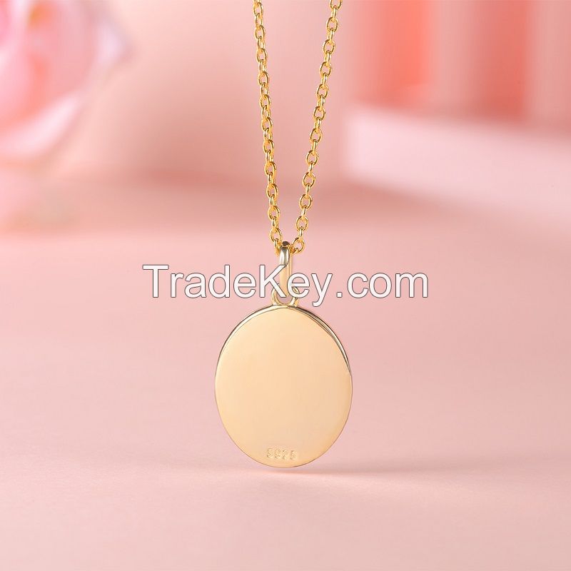 14k Gold Pated Engraved Personalised Rose Necklace for Her